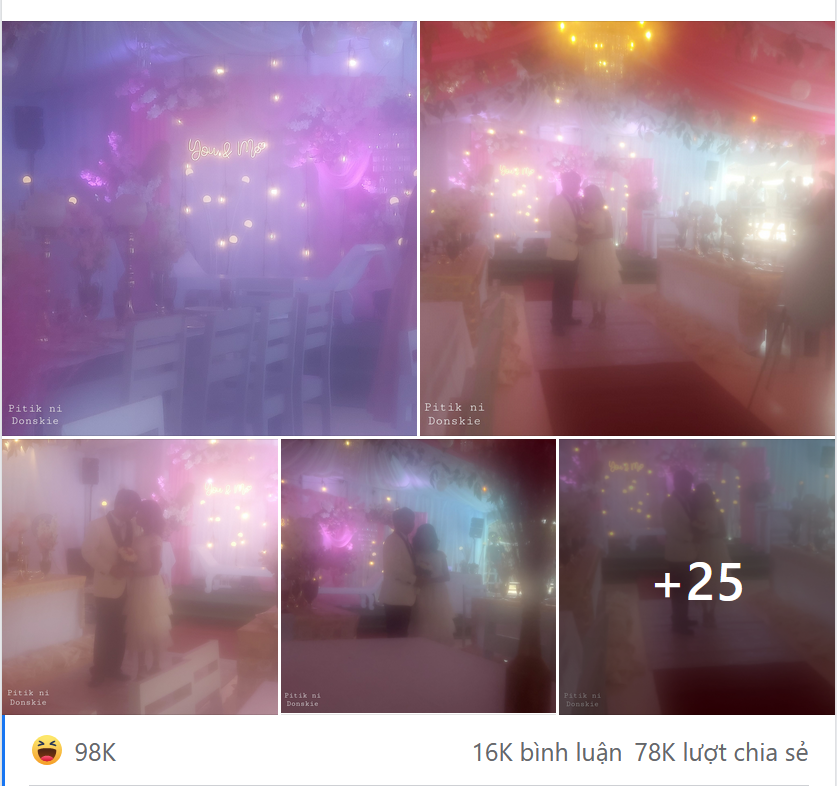 Cặp đôi này cũng có những bức ảnh cưới độc lạ không kém với phong cách huyển ảo. Tất cả những gì mọi người có thể nhận ra đó ánh đèn sân khấu lấp lánh như tăng thêm phần ảo diệu của bộ ảnh mờ đục này.