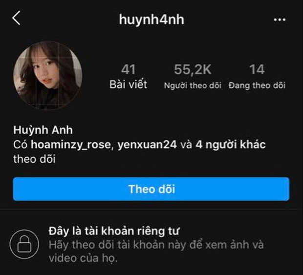 Thậm chí, Huỳnh Anh cũng set Instagram về trang thái riêng tư chứ không công khai như trước đây.