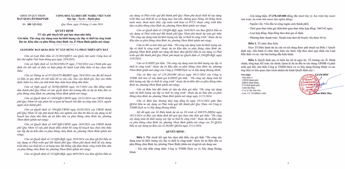 Quy Nhon: Tiet kiem cao Xay dung Hoang Minh thang thau tren 50 ty