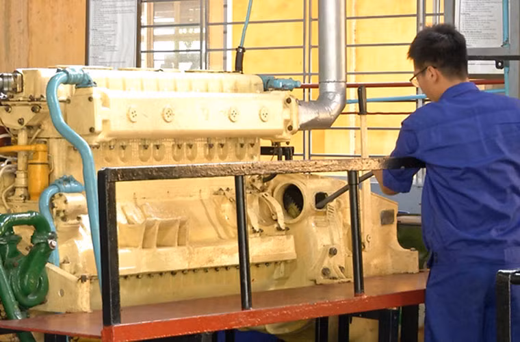 Họ trực tiếp làm việc, sửa chữa các máy tàu như những nhân viên máy tàu thực sự.