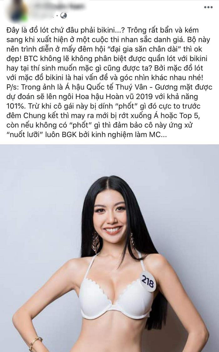 Thuy Van bi sam soi khi dien trang phuc giong noi y trong phan thi bikini