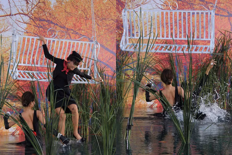 Tiếp đó, Nguyễn Hợp không may bị ngã. Tuy nhiên, cặp đôi đã kịp hoàn thành thử thách.