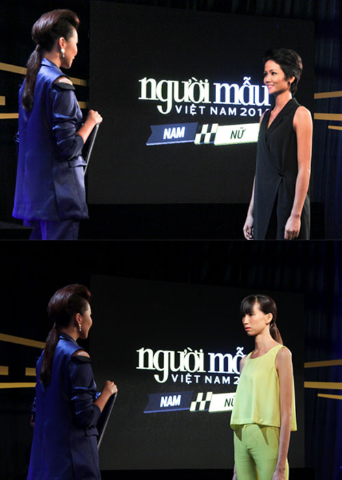 Ở phần đánh giá và loại, “Cô gái Ê Đê” H’Hen Niê (ảnh trên) là thí sinh sở hữu tấm ảnh đẹp nhất của tuần này khi có sự phối hợp tốt với những chú khỉ rất tinh nghịch. Trong khi đó, thí sinh Hồng Xuân (ảnh dưới) khiến ban giám khảo bất ngờ với những thay đổi ngoạn mục.