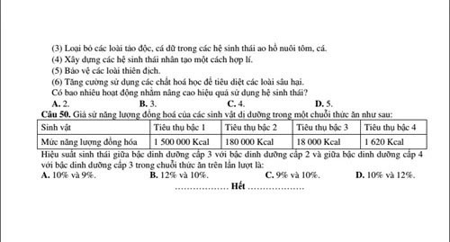 Đề thi minh họa môn Sinh kỳ thi THPT Quốc gia năm 2015.