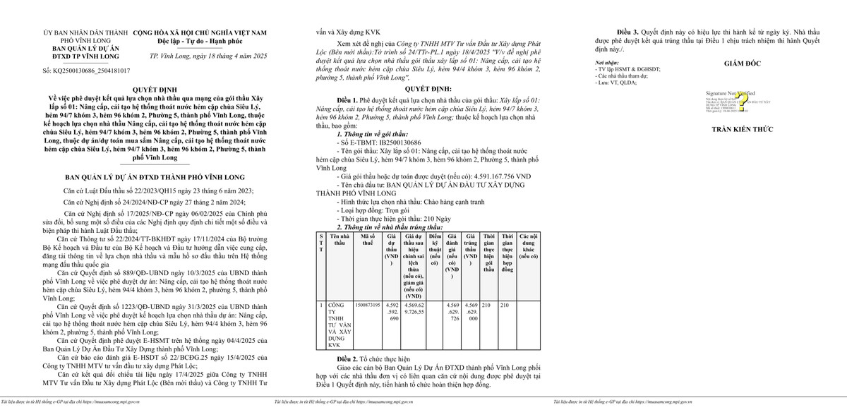 Vĩnh Long: Xây dựng KVK trúng gói thầu nâng cấp hệ thống thoát nước gần 4,6 tỷ Vinh Long: Xay dung KVK trung goi thau nang cap he thong thoat nuoc gan 4,6 ty