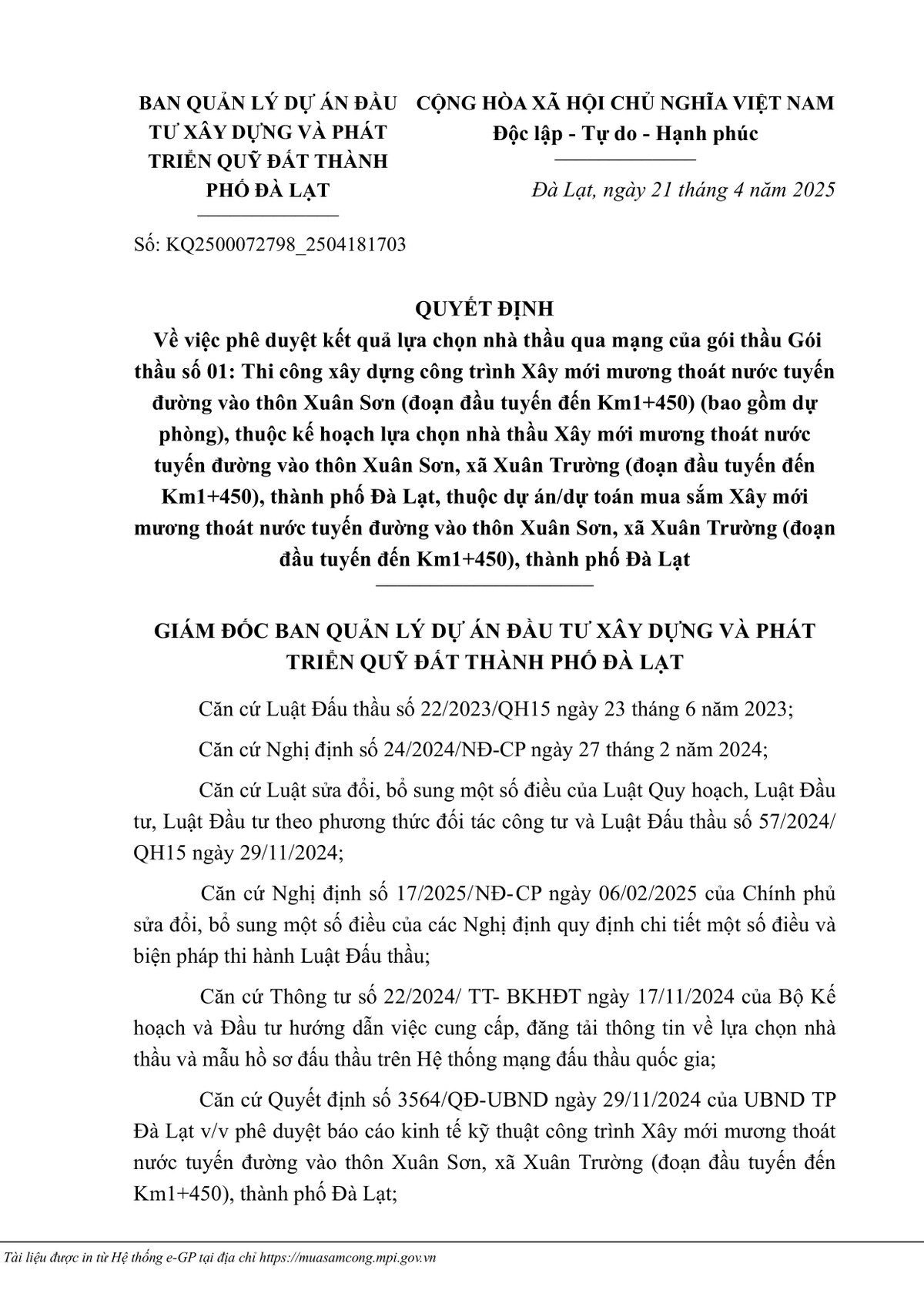 Lâm Đồng: Hoàng Đức Đà Lạt sẽ thi công xây mới mương thoát nước thôn Xuân Sơn Lam Dong: Hoang Duc Da Lat se thi cong xay moi muong thoat nuoc thon Xuan Son