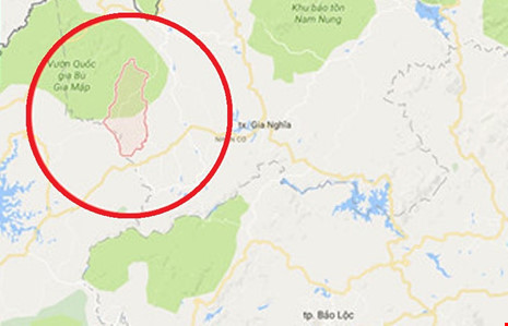 Vị trí xã Quảng Trực, huyện Tuy Đức (Đắk Nông)- Ảnh: Google Maps