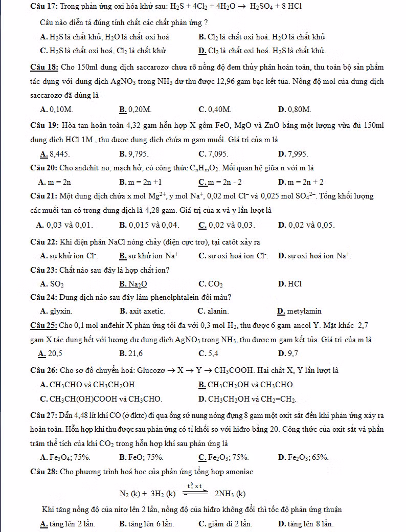 De thi thu THPT quoc gia 2015 mon Hoa hoc tinh Nam Dinh va dap an-Hinh-3