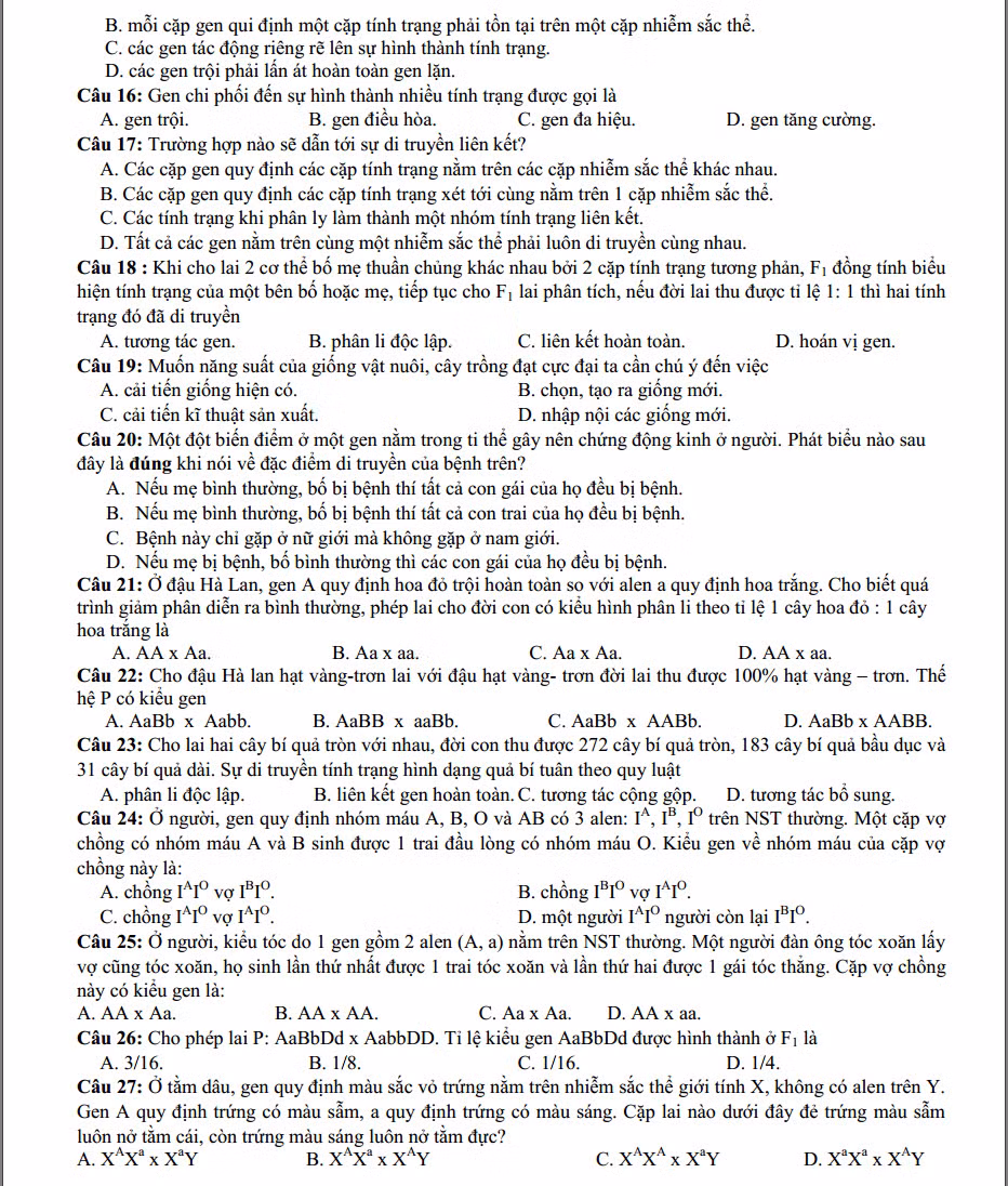 De thi thu THPT quoc gia 2015 mon Sinh hoc THPT Khanh Hung-Hinh-2