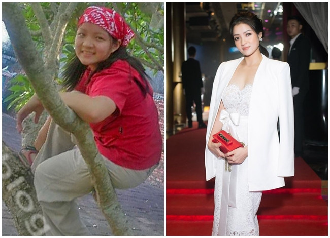 Thuở nhỏ Thủy Top có thân hình khá mũm mĩm, làn da đen nhẻm, Cô cũng không ngại diện đồ theo phong cách cá tính, bụi phủi. Khi trưởng thành, trở thành một hot girl, ca sĩ, diễn viên, cô thay đổi hình tượng và đi theo phong cách gợi cảm.