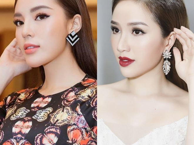 ... cách tạo dáng hay kiểu tóc na ná nhau của hai mỹ nhân. Ảnh ghép: BMSB.