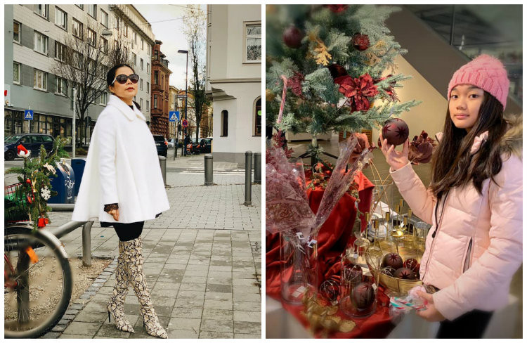 Dù mệt mỏi nhưng ca sĩ Mỹ Lệ vẫn cố gắng dẫn các con đi mua sắm dịp Giáng sinh. Gần như rút lui khỏi làng giải trí, Mỹ Lệ hiện có cuộc sống giàu có và hạnh phúc bên Đức cùng ông xã và các con.