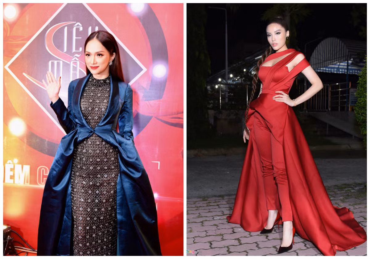Hai nữ HLV đọ phong cách trong đêm chung kết siêu mẫu. Ảnh: Zing.