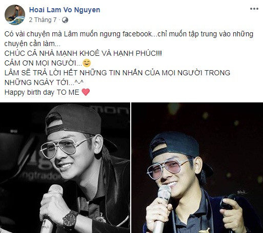 Thậm chí, đầu tháng 7 vừa qua, giọng ca "Cô bé ngày xưa" còn khiến fan ruột của mình lo lắng khi tuyên bố muốn ngưng Facebook vì muốn tập trung vào những chuyện cần làm.