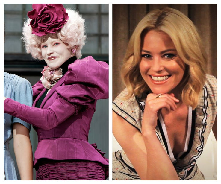 Lần đầu nhìn vào nhân vật Effie trong phim The Hunger Games ít ai có thể nhận ra Elizabeth Banks ẩn trong bộ tóc xù nổi loạn.