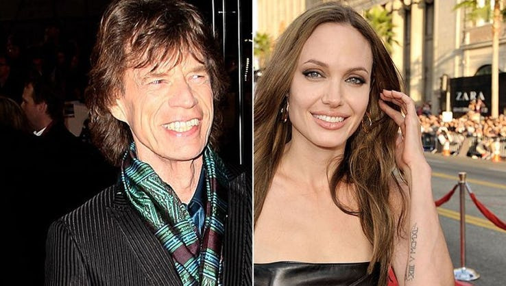Trong cuốn tự truyện của mình, ca sĩ Mick Jagger từng bày tỏ muốn có một mối quan hệ trên mức tình bạn với Angelina. Nguồn: Bunte.