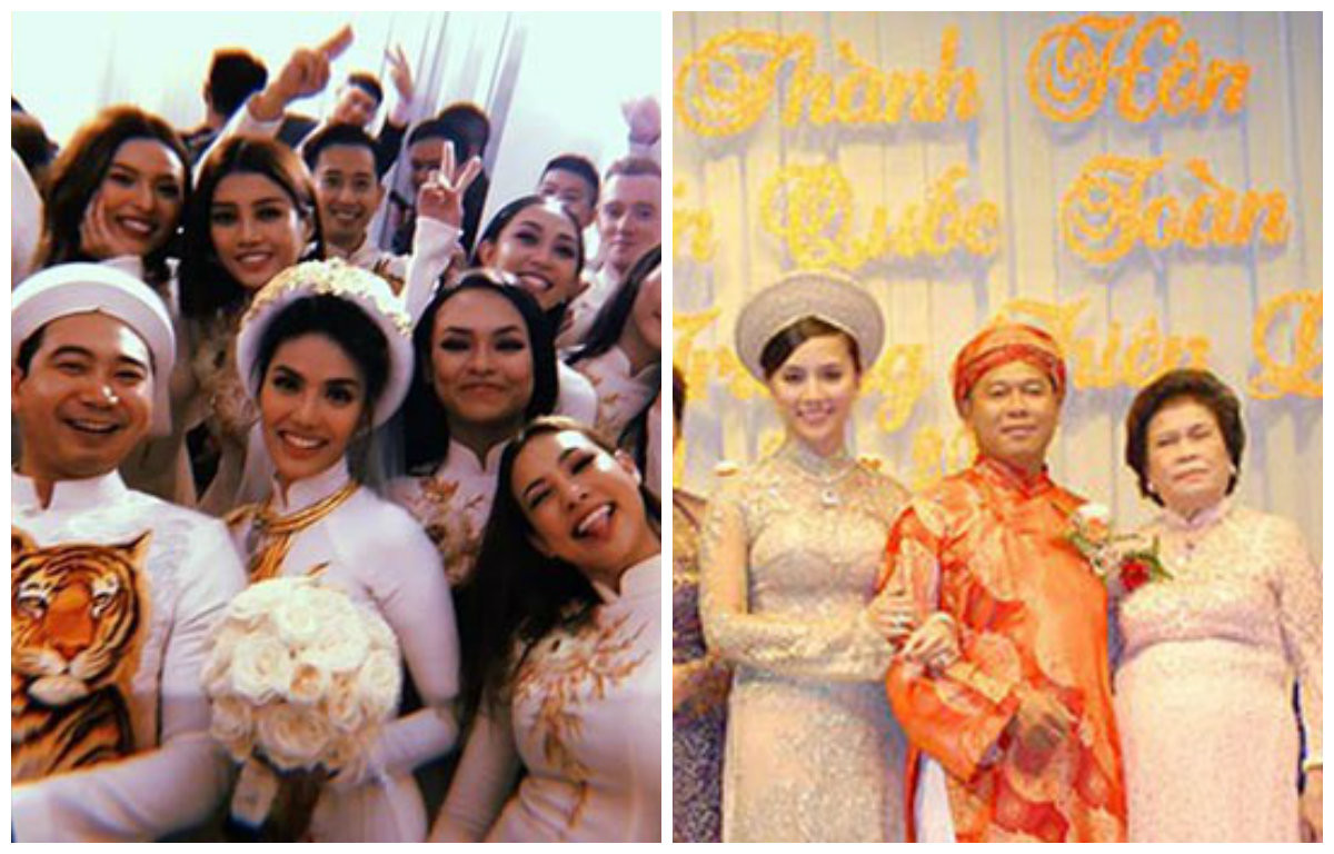 Điều thú vị là sau khi trở thành bà xã của John Tuấn Nguyễn, Hoa khôi Áo dài 2014 và Á hậu 2 Hoa hậu Hoàn vũ Việt Nam 2008 Dương Trương Thiên Lý từ chị em trong showbiz hơn kém nhau 3 tuổi sẽ trở thành... cô cháu. Bởi, John Tuấn Nguyễn chính là cháu ruột của doanh nhân Nguyễn Quốc Toàn - ông xã Dương Trương Thiên Lý.