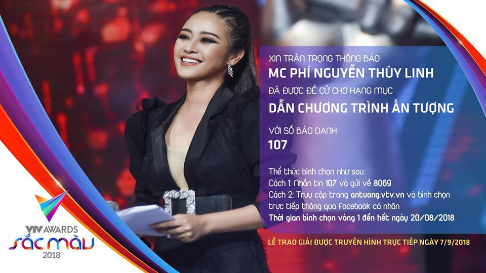 Mới nhất, Phí Linh đã được đề cử cho hạng mục dẫn chương trình ấn tượng, giải thưởng VTV Awards 2018.
