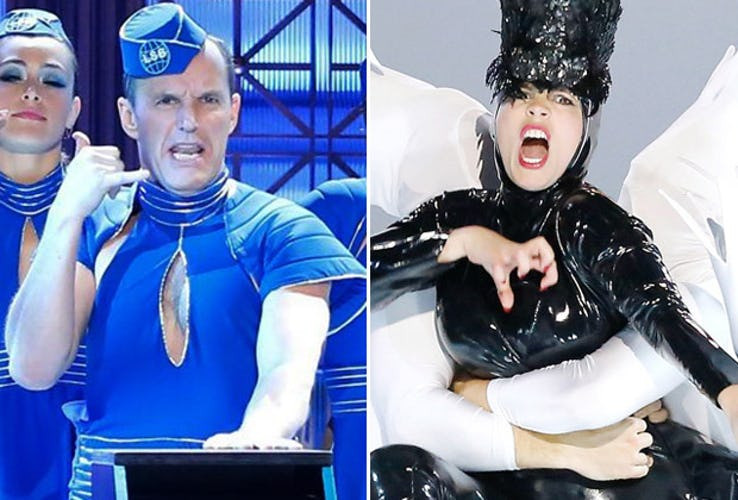 Phil Coulson và người tình của "Captain America" khi hóa thân thành Britney Spears và Lady Gaga.