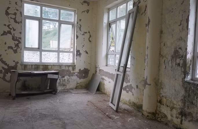 Tường nhà bong tróc, rêu mốc nhiều nơi. (Ảnh: Người lao động).