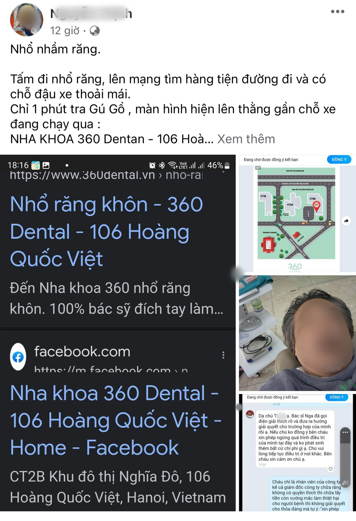 Hà Nội: Xác minh phòng khám nha khoa 360 Dental nhổ nhầm răng khách hàng? Ha Noi: Xac minh phong kham nha khoa 360 Dental nho nham rang khach hang?