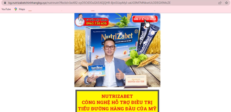 Bat ngo dia chi cty lien quan sua hat Nutrizabe quang cao sai pham