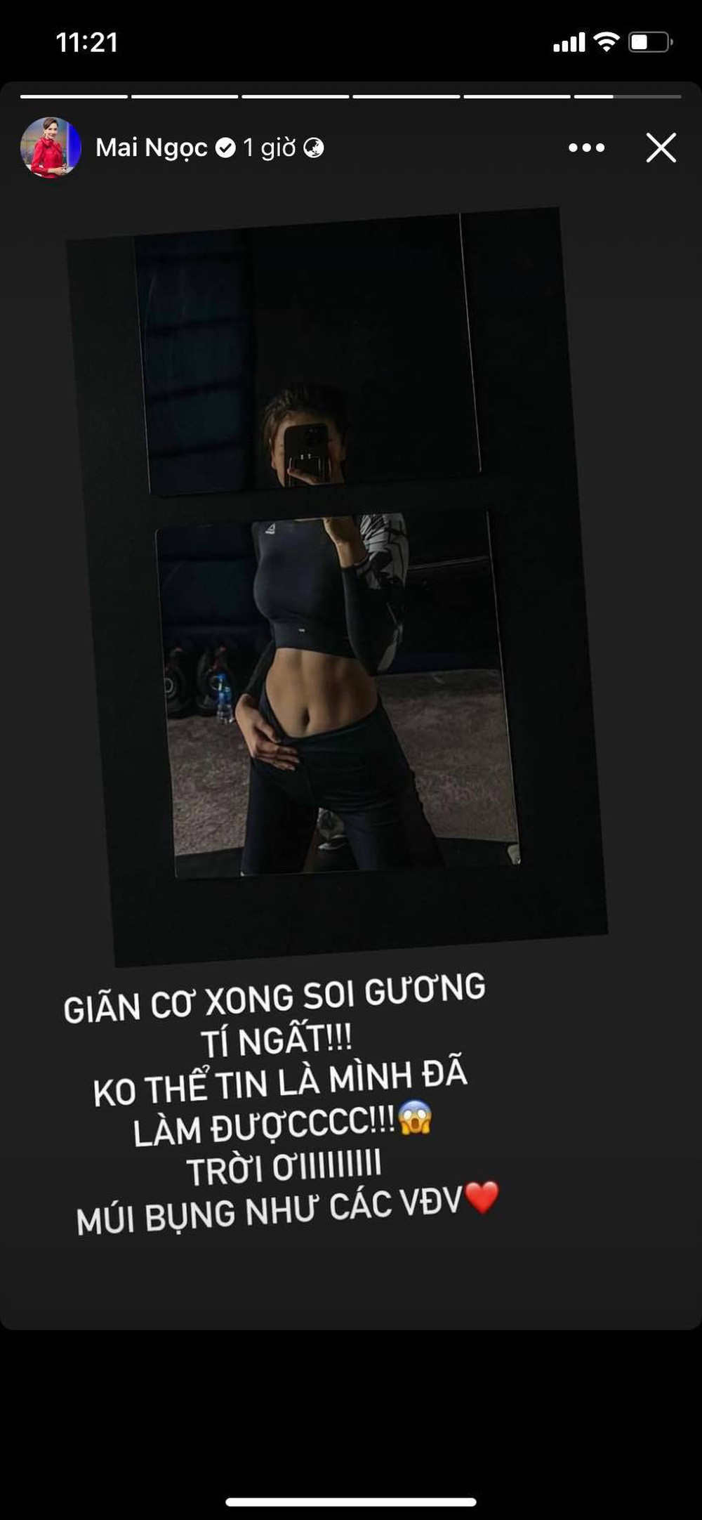 Được biết, vòng eo của Mai Ngọc giảm từ 61 xuống 58 và mục tiêu đang hướng tới là sở hữu cơ bụng 6 múi.