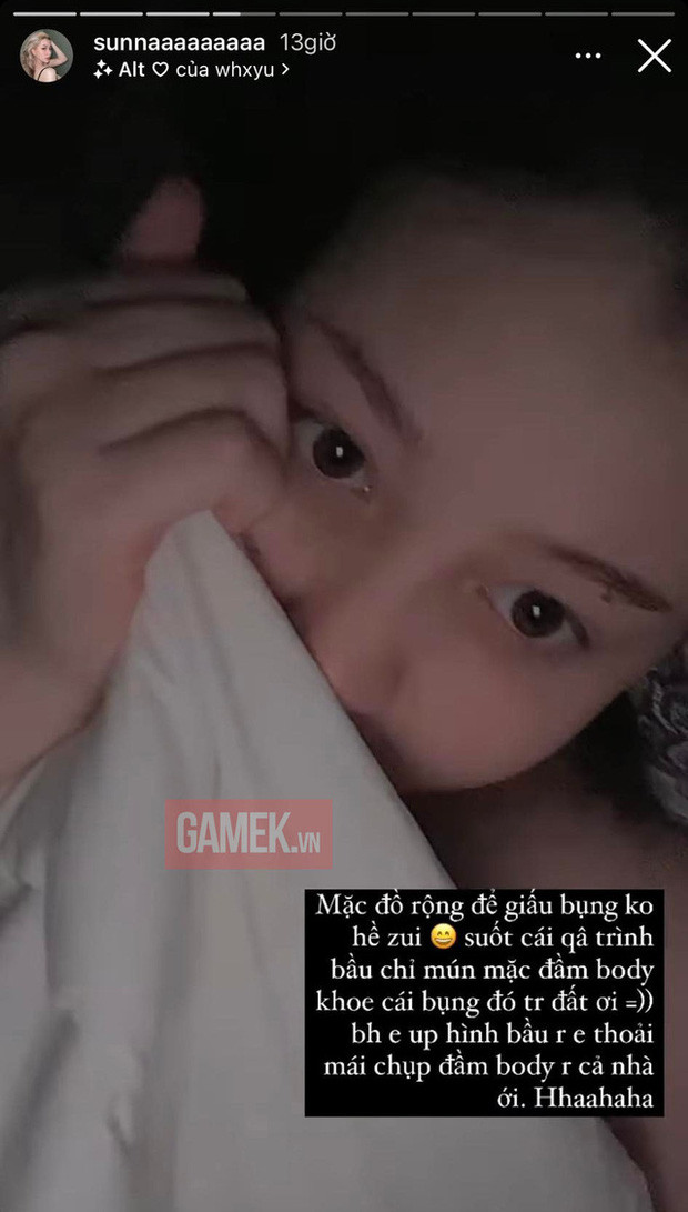 Cụ thể, khi bị nói chuyện giấu diếm mang thai, gái xinh lai Tây tâm sự quãng thời gian mang bầu cô mặc đồ rộng để giấu bụng không hề vui. Giờ đây, khi đã đăng tải hình thông báo rồi cô nàng sẽ thoải mái, xõa đúng như sở thích chụp đầm body của mình.