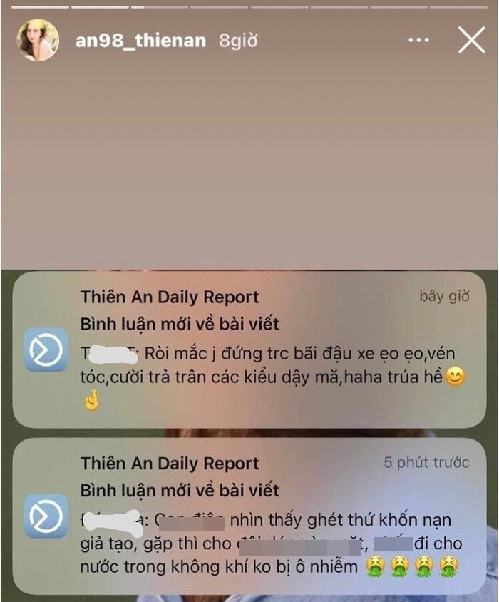 Nhiều cư dân mạng để lại bình luận chê bai vóc dáng, buông lời cay nghiệt với nữ diễn viên. Thậm chí có người còn đem chuyện nuôi con của Thiên An ra để chửi bới.