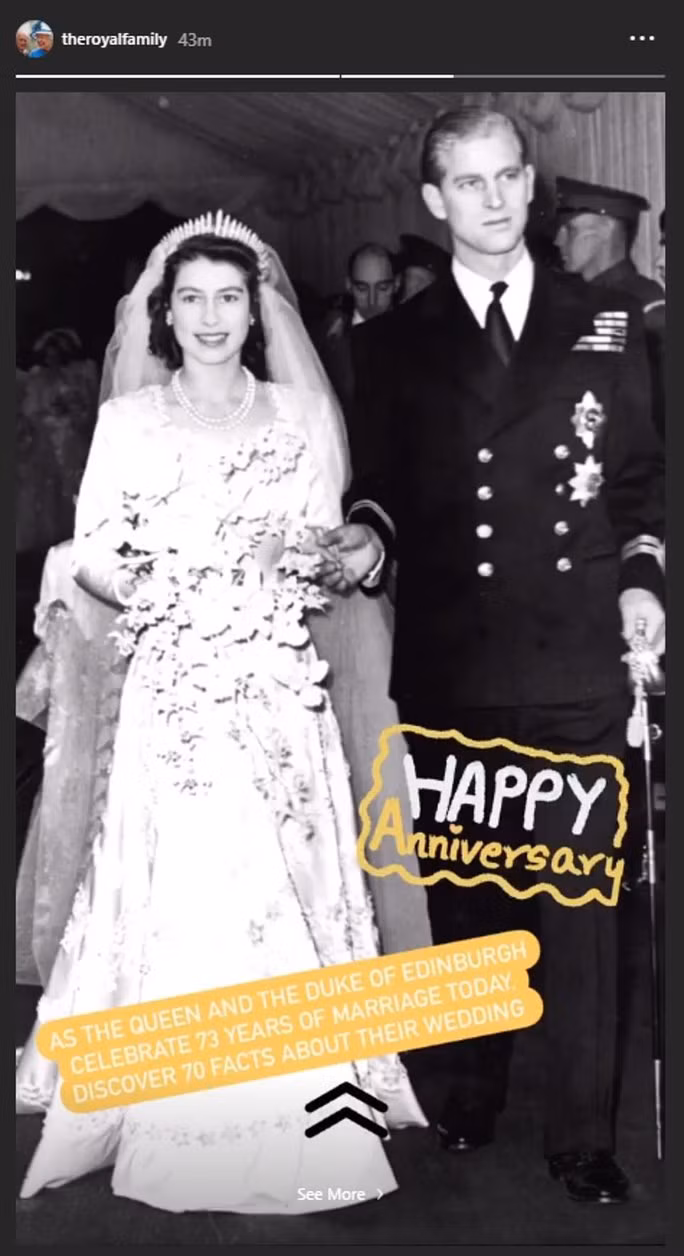 Tình yêu này vấp phải sự phản đối từ gia đình, khi cho rằng con gái mình lấy một người trong dòng dõi quý tộc Anh. Tuy nhiên, bằng tình yêu và sự kiên định của mình, công chúa xinh đẹp vẫn quyết tâm ở cạnh người mình yêu. Hai người kết hôn vào năm 1947. Ảnh: Instagram.