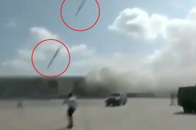 Trong đoạn video mới nhất vừa được một phóng viên công bố, có thể thấy rõ loại vũ khí được sử dụng trong vụ tấn công vào sân bay Aden ngay khi Thủ tướng Yemen vừa đáp xuống đây là các tên lửa hành trình. Nguồn ảnh: BMPD.
