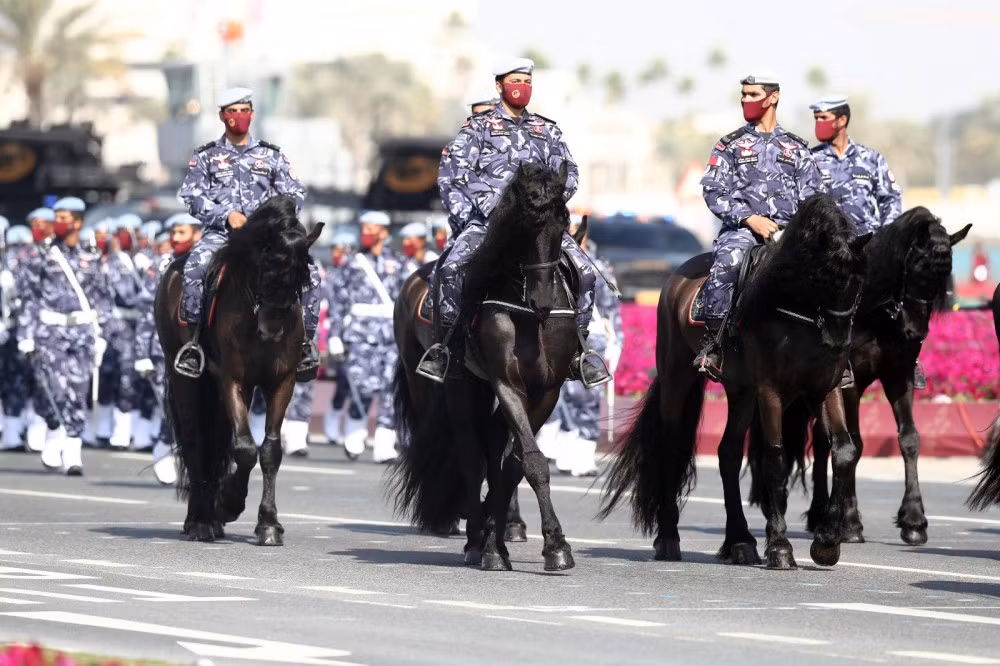 Đặc biệt, không thể thiếu trong các cuộc duyệt binh của Quân đội Qatar là dàn kỵ binh cực độc. Nguồn ảnh: BMDP.