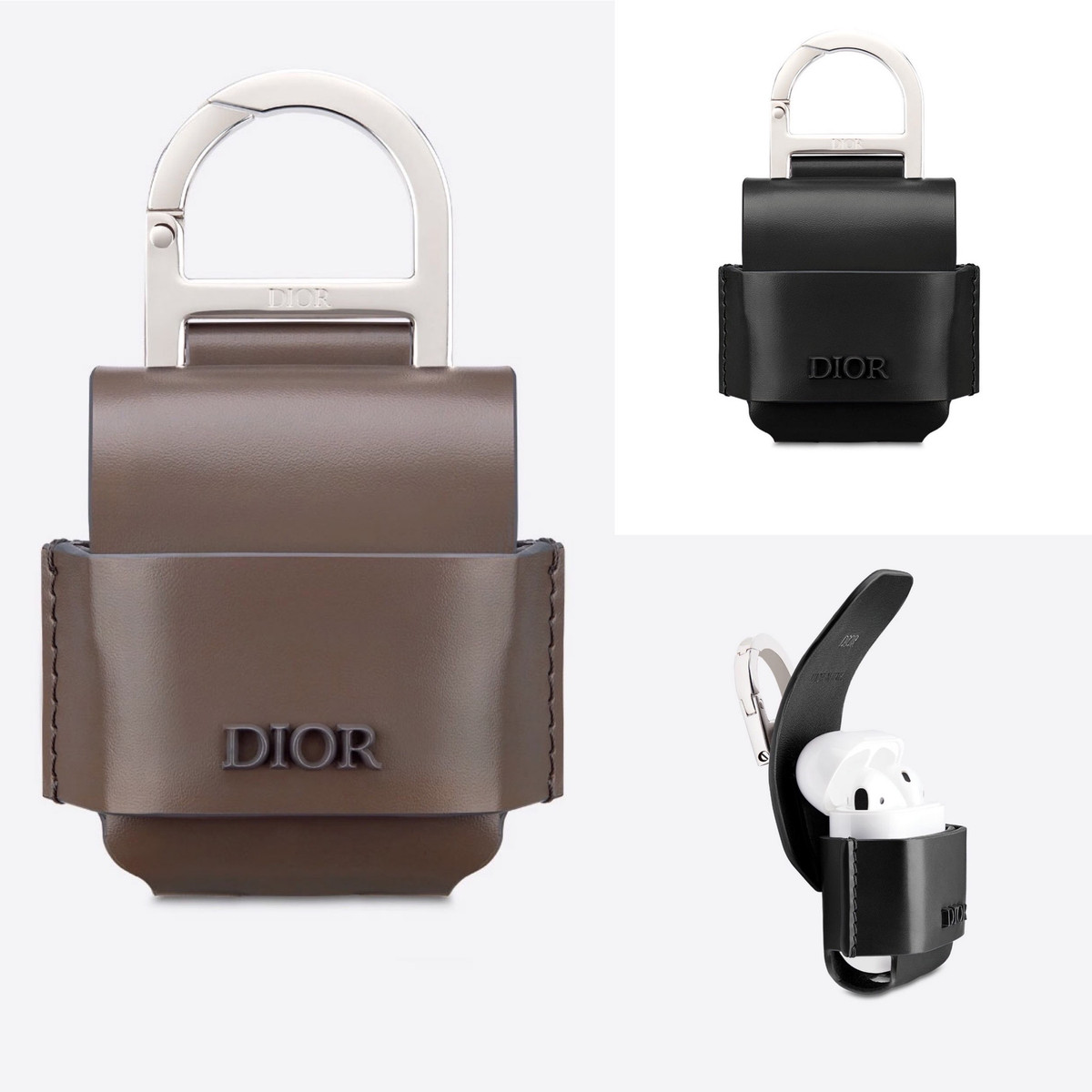 Thời điểm AirPods mới trình làng, Dior cũng nhanh chóng gửi đến giới mộ điệu sản phẩm hộp đựng với chất liệu da sang trọng với 2 màu đen và nâu sáng. Giá bán: 350 USD.
