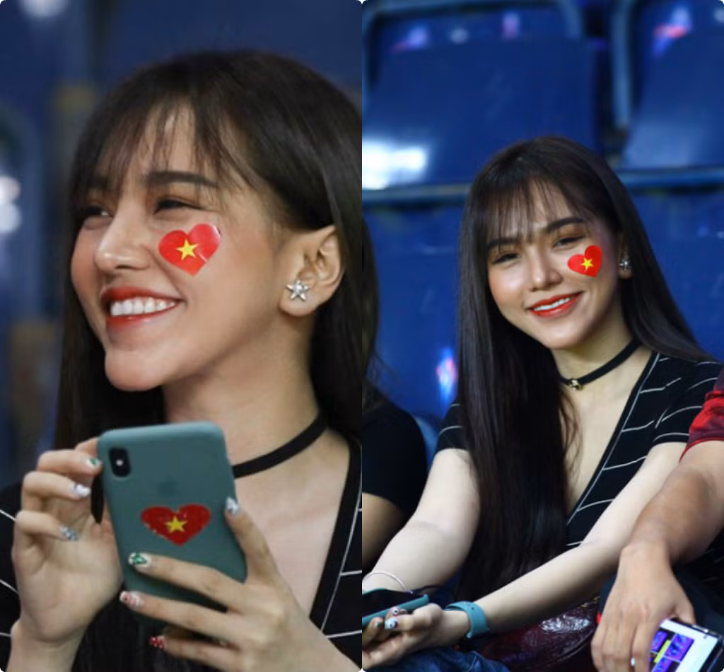 Thân hình gợi cảm của Gia Hân nhận được nhiều lời khen ngợi từ phía cộng đồng mạng và người hâm mộ ngay sau khi cô đăng tải hình ảnh cô đến cổ vũ cho bạn trai và U23 Việt Nam.