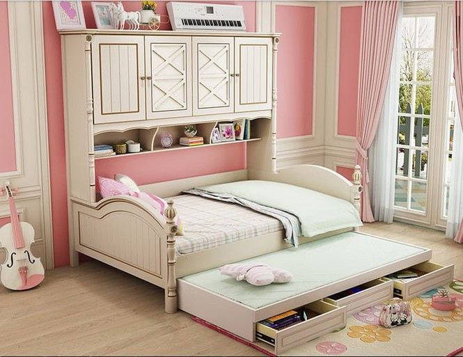 Giường kết hợp hộc tủ có thể kéo ra đẩy vào giúp bạn chứa đựng nhiều đồ đạc mà không phải tốn thêm diện tích.