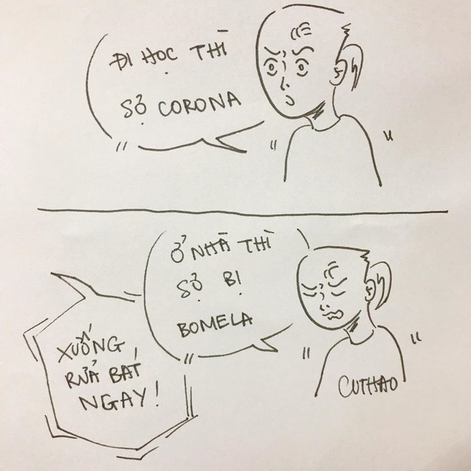 Với nhiều người, nỗi khổ lớn khi nghỉ học ở nhà là trở thành "tâm điểm sai vặt", bị cha mẹ la mắng nếu cả ngày ở không mà chẳng có việc gì làm. "Đi học thì sợ corona, ở nhà thì sợ ba mẹ la", một tài khoản bình luận. Ảnh: Cu Thảo.