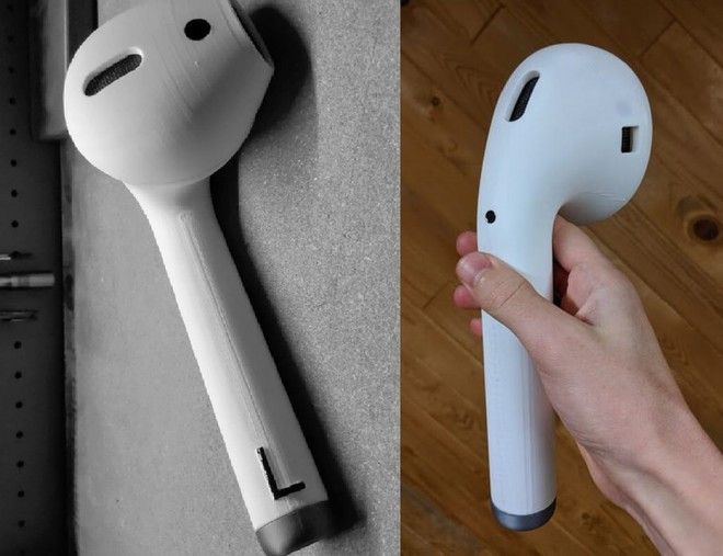 Những chi tiết khác như các chấm ở phần đầu loa hay chữ "L" cũng được Beckman chăm chút khá tỉ mỉ bằng cách sơn đen chúng. Anh cho biết bản thân muốn tạo ra một chiếc loa giống với AirPods nhất có thể.