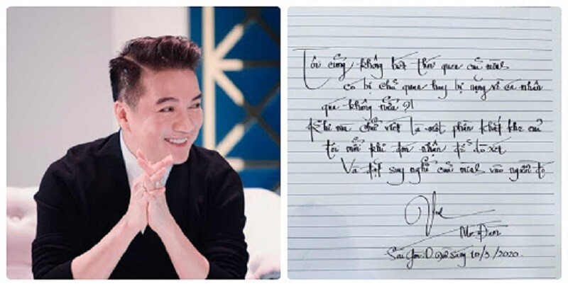 Một trong những sao nam viết chữ đẹp mà khó ai có thể soán ngôi chính là Đàm Vĩnh Hưng. Chữ của nam ca sĩ được khen ngợi như vẽ, những nét dài viết như thư pháp 