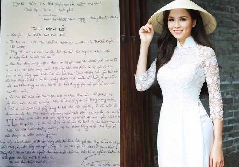 Chữ viết tay của Hoa hậu Diễm Hương 