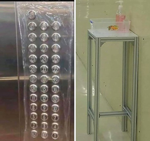 Chung cu Ha Noi thi nhau 'dung chieu' boc nilon chong dich corona