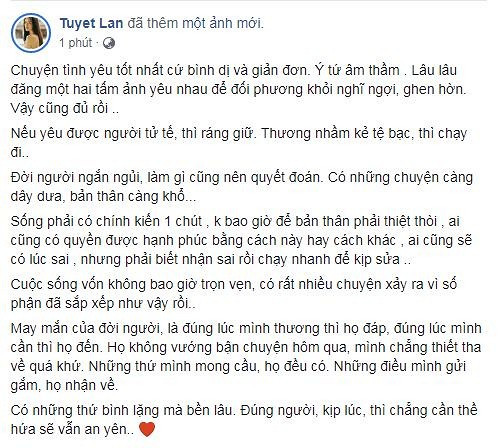 Hau cong khai ly hon, Tuyet Lan chia se ve quan diem tinh yeu-Hinh-2