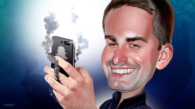 Evan Spiegel, đồng sáng lập của Snapchat, được biết tới là sử dụng iPhone. Mặc dù chưa rõ ông đang dùng phiên bản nào, nhưng trong nhiều lần nói chuyện, ông có nhắc tới chiếc iPhone 5. Bên cạnh đó, ông còn cho biết rằng ông sử dụng cả ốp điện thoại để bảo vệ cẩn thận “dế cưng” của mình. Ảnh: FT.