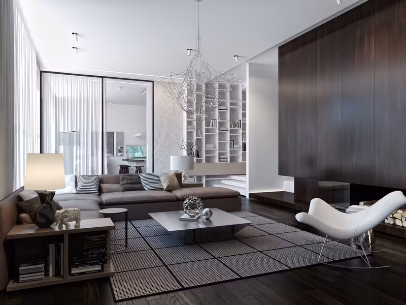 Ngoi nha su dung noi that hinh hoc cuc doc dao