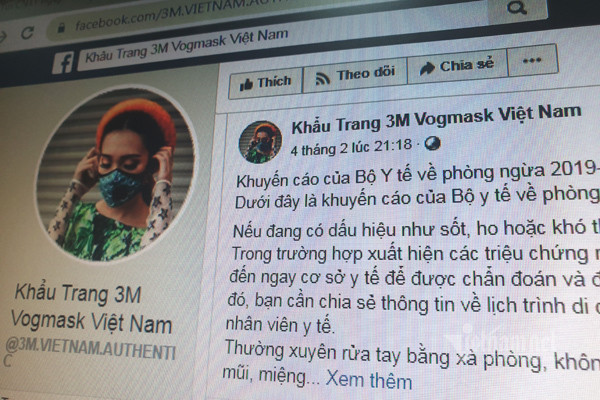 Trang fanpage bị phản ánh đã đánh tráo hàng hóa khi bán khẩu trang online cho người dùng.