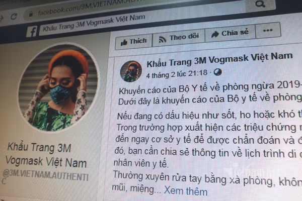 Trang fanpage bị phản ánh đã đánh tráo hàng hóa khi bán khẩu trang online cho người dùng.