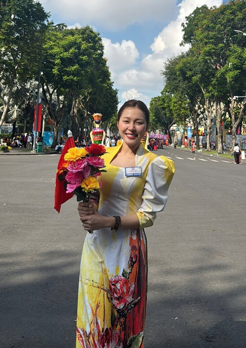 Giống Bảo Ngọc, Hoa hậu Quốc gia Việt Nam 2024 - Nguyễn Ngọc Kiều Duy cũng tham gia tổng duyệt diễu binh, diễu hành cấp nhà nước mừng đại lễ 30/4.