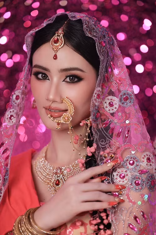 Diện trang phục truyền thống của phụ nữ Ấn Độ, Ý Nhi khoe nhan sắc đầy cuốn hút.