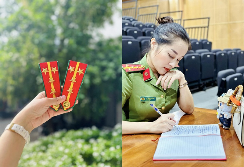 Minh Hương đang là MC, BTV của kênh truyền hình ANTV. Minh Hương chia sẻ trên Vietnamnet, cô chính thức vào ngành công an năm 2018, được thăng cấp bậc hàm từ Thượng úy lên Đại úy vào tháng 6/2024. Ảnh: Vietnamnet.