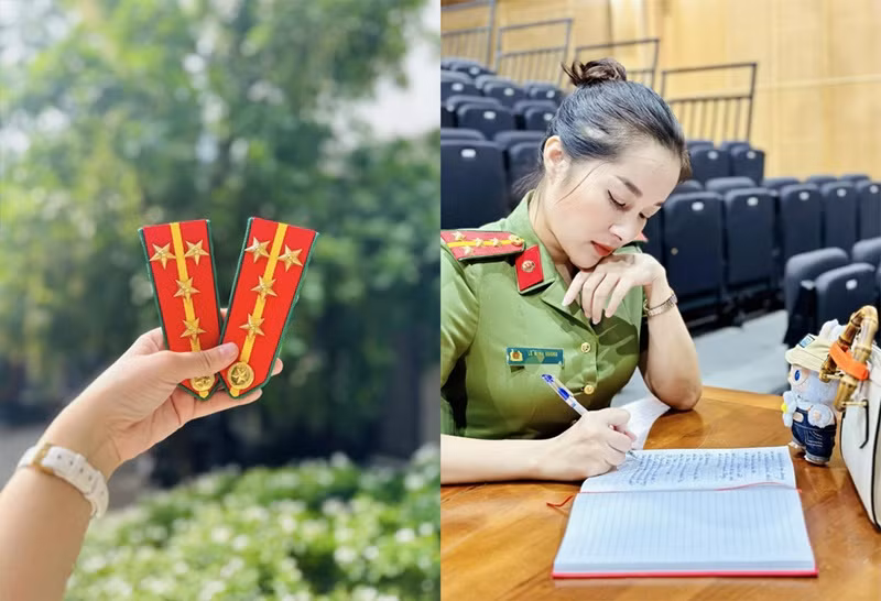 Minh Hương đang là MC, BTV của kênh truyền hình ANTV. Minh Hương chia sẻ trên Vietnamnet, cô chính thức vào ngành công an năm 2018, được thăng cấp bậc hàm từ Thượng úy lên Đại úy vào tháng 6/2024. Ảnh: Vietnamnet.