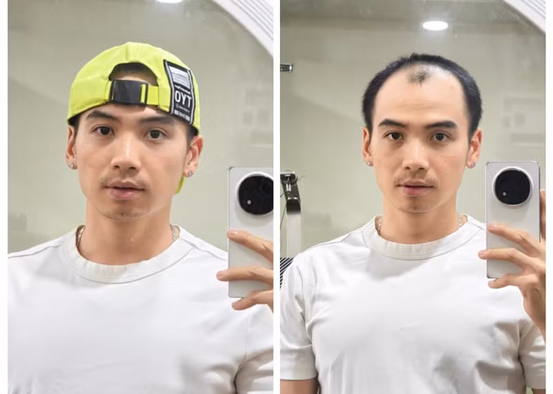 Chồng H'hen Niê lên tiếng: "Mọi người hay thắc mắc vì sao em hay đội nón, nhất là hôm đi sự kiện có các anh chị góp ý về việc này. Em cũng ngại lắm ạ, nhưng mà tóc em chỉ còn thế này thôi nên việc đội nón làm cho em tự tin hơn xíu ạ". Ảnh: FB Tuấn Khôi.